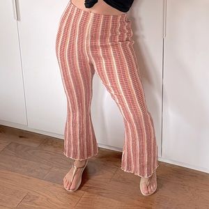 Free People Fine Line Slim Pant in Rust Combo, high rise, stretch flare